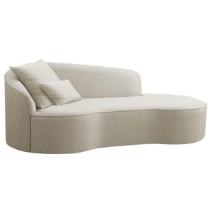 Divã Recamier Curvo Sala de Estar Inglaterra Lado Direito 200cm Bouclé Bege - Incasa Decor