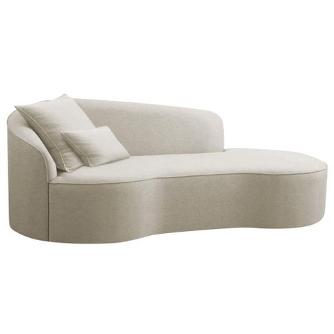 Divã Recamier Curvo Sala de Estar Inglaterra Lado Direito 200cm Bouclé Bege - Incasa Decor