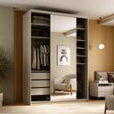 Ver imagem 2 de Closet Solteiro 1 Porta de Correr com Espelho 3 Gavetas 139cm Mdf Sonni R02 Bege - Lyam Decor