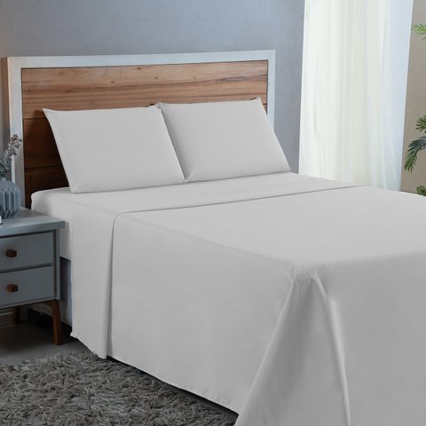 Kit Lençol King Size 100% Algodão Percal 300 Fios 4 Peças:branco