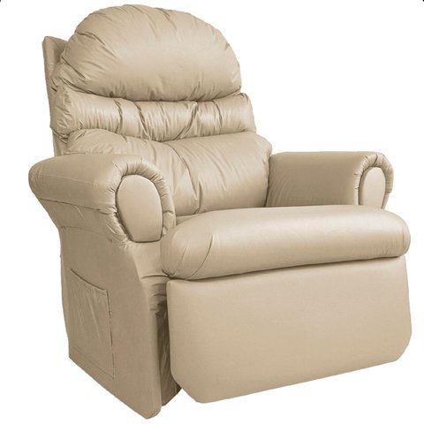 Poltrona do Papai Reclinavel Atlas Conforto Corino Bege Sala Quarto - Arkell