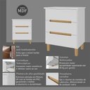 Ver imagem 4 de Mesa de Cabeceira Quarto 62cm com 3 Gavetas e Pés 100% Mdf Cor:branco com Olmo