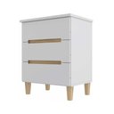 Ver imagem 2 de Mesa de Cabeceira Quarto 62cm com 3 Gavetas e Pés 100% Mdf Cor:branco com Olmo