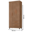 Ver imagem 4 de Guarda Roupa Solteiro Lite 3 Portas e 2 Gavetas Carvalho Oak - Móveis Leão