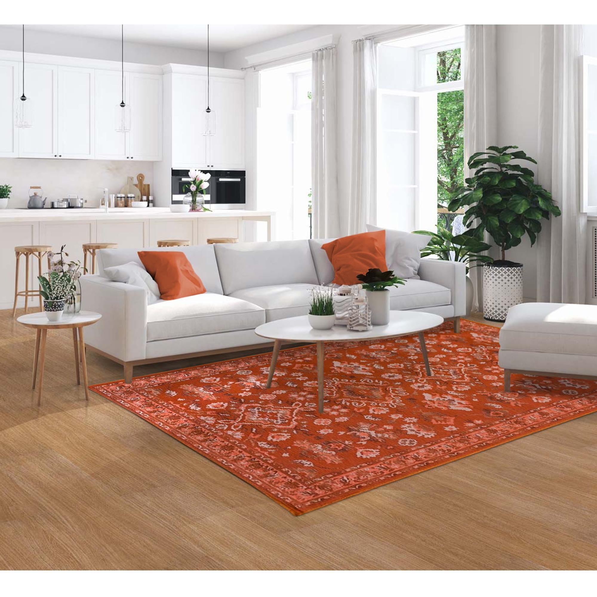 Tapete Sala Classico Oriental 200X250 Cm Tipo Belga Laranja - 6