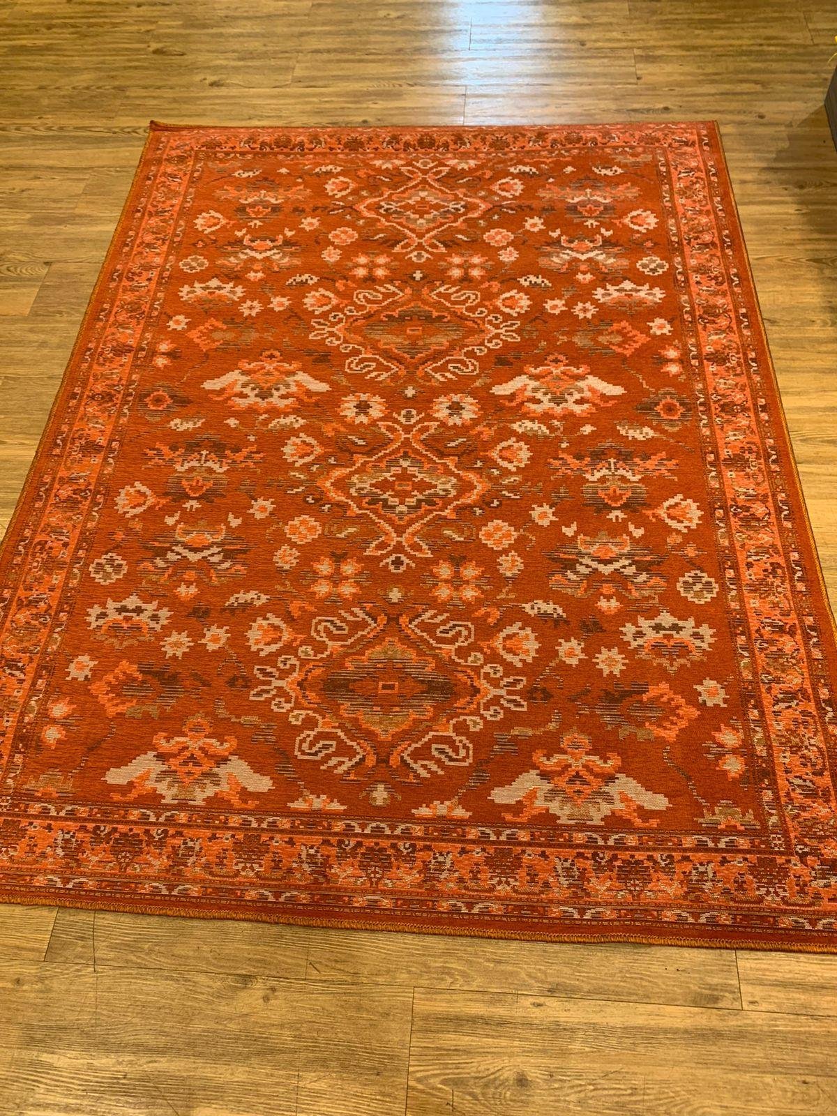 Tapete Sala Classico Oriental 200X250 Cm Tipo Belga Laranja - 5