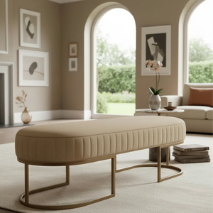 Banco Recamier Glow 158cm Cama Box Casal Base Aço Dourado:bege