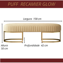 Ver imagem 6 de Banco Recamier Glow 158cm Cama Box Casal Base Aço Dourado:bege
