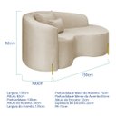 Ver imagem 3 de Divã Recamier Curvo Sala de Estar Recepção Inglaterra 150cm Pés Metal Dourado Lado Direito Linho