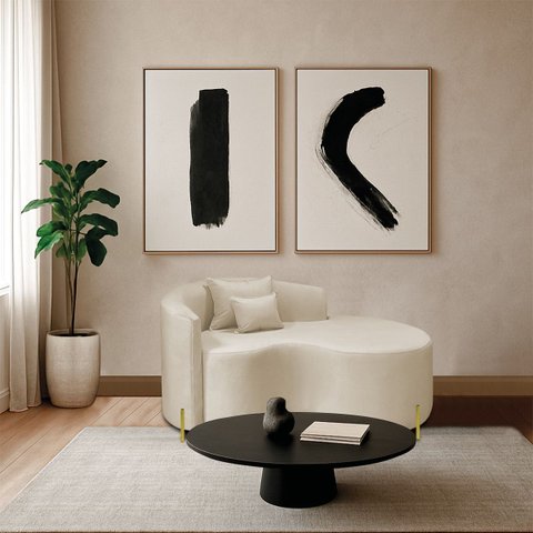 Divã Recamier Curvo Sala de Estar Recepção Inglaterra 150cm Pés Metal Dourado Lado Direito Linho