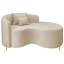 Ver imagem 2 de Divã Recamier Curvo Sala de Estar Recepção Inglaterra 150cm Pés Metal Dourado Lado Direito Linho