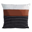 Ver imagem 1 de CAPA DE ALMOFADA EM ALGODÃO LISTRADO E COURO - VERSÃO HORIZONTAL Almofadas Estilo