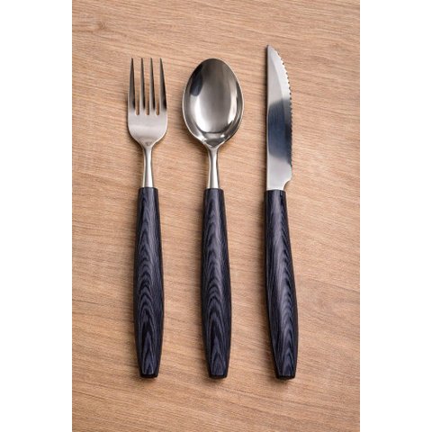 Conjunto Talheres 12 Peças de Inox / Preta