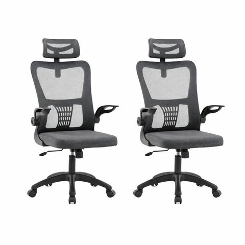Kit com 2 Cadeiras de Escritório com Encosto Presidente Office Baltimore Preto Rivatti