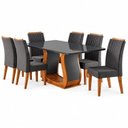 Ver imagem 3 de Mesa de Jantar com 6 Cadeiras com Tampo em Vidro Casuá Linha Inspirare Mel Cinza