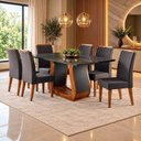 Ver imagem 2 de Mesa de Jantar com 6 Cadeiras com Tampo em Vidro Casuá Linha Inspirare Mel Cinza