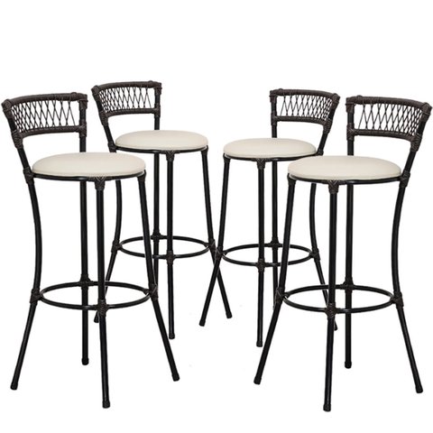 Kit 4 Banquetas Alta Forts Em Fio De Fibra Fibra Para Ilha De Cozinha, Edícula, Bar, Bancada, Balcão