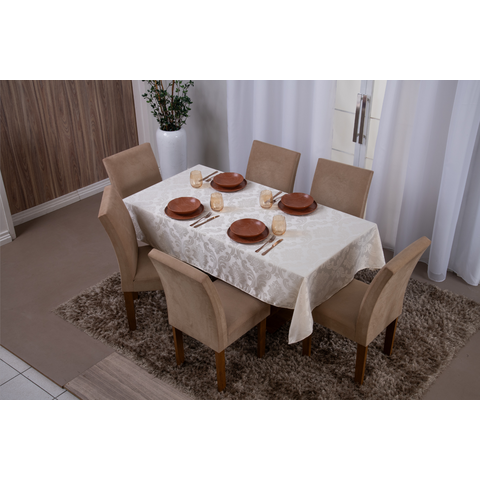 toalha de mesa retangular 6 lugares jacquard 1,35x2,00:palha