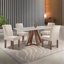 Ver imagem 1 de Mesa Kyra 120CMX90CM 4 Cadeiras Canela Tampo Smart Plus Vidro Off White