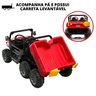 Trator Infantil Elétrico Carrinho Com Carreta Levantável Criança Até 50kg Bateria 12V 8km/h Luz Som  - 2