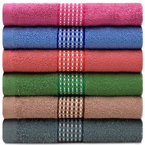 Jogo de Toalhas de Banho 6 Peças Algodão Felpuda Samba Camesa - Emcompre