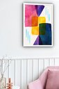 Ver imagem 2 de Quadro Decorativo Abstrato Quadrados Cores - 70x50cm:moldura Branca