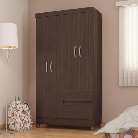 Guarda Roupa Solteiro Lótus 4 Portas + 2 Gavetas - Demóbile:café Touch