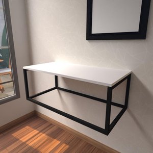 Aparador Industrial Branco Off White Moderno Cantinho Café Escritorio Simples Bancada Suspensa