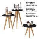 Ver imagem 3 de Kit 3 Mesas Sala Retrô Pés Palito, Centro, Lateral e Apoio California - Preto - Comprar Moveis em Ca