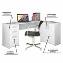 Ver imagem 2 de Conjunto Para Escritório 2 Peças com Mesa de Canto em L e Armário Notável Móveis