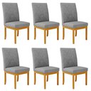 Ver imagem 1 de Kit 6 Cadeiras de Sala de Jantar Estofadas Gomes Madeira Maciça Linho Cinza G78 - Gran Belo Cadeira