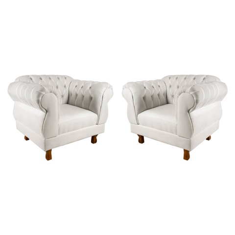 Kit 2 Poltronas Elisabeth Chesterfield Capitone Suede Nude / Decoração, TV, Sala, Escritorio