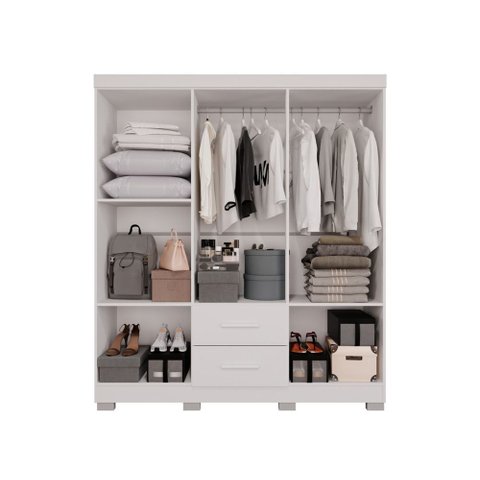 Guarda-roupa Casal 6 Portas 2 Gavetas Estrela Premium Salleto Branco