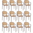 Ver imagem 1 de Kit 12 Cadeiras de Jantar Roma Prática com Braços para Sala e Cozinha - Marrom Claro