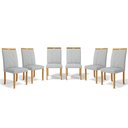 Ver imagem 1 de Kit com 6 Cadeiras Ana Madeira Maciça Estofadas para Mesa de Jantar Linho Cinza 407