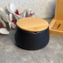 Ver imagem 3 de Porta Algodão Pote Multiuso Organizador com Tampa em Bambu - Preto