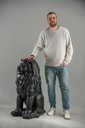 Ver imagem 3 de Escultura Estátua Decorativa Leão Sentado 108cm:preto Fosco