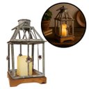 Ver imagem 5 de Lanterna Decorativa Iluminada Ferro e Madeira Cinza Envelhecido 28cm - Bela Flor