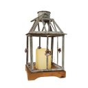 Ver imagem 1 de Lanterna Decorativa Iluminada Ferro e Madeira Cinza Envelhecido 28cm - Bela Flor