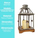 Ver imagem 6 de Lanterna Decorativa Iluminada Ferro e Madeira Cinza Envelhecido 28cm - Bela Flor