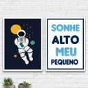 Ver imagem 2 de Kit 2 Quadros Quarto Criança Astronauta 24x18cm:Madeira branca