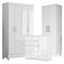 Ver imagem 1 de Guarda Roupa com Espelho Infantil Madri com Cômoda Vênus e Armário Multiuso New Íris Branco Brilho –