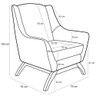 Kit 02 Poltronas Decorativas Base Em Madeira Juliet D02 Courissímo Marrom Pied Poule - Lyam Decor - 5