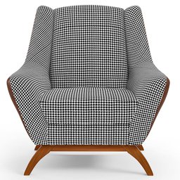 Kit 02 Poltronas Decorativas Base Em Madeira Juliet D02 Courissímo Marrom Pied Poule - Lyam Decor - 6