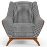 Kit 02 Poltronas Decorativas Base Em Madeira Juliet D02 Courissímo Marrom Pied Poule - Lyam Decor - 6