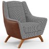 Kit 02 Poltronas Decorativas Base Em Madeira Juliet D02 Courissímo Marrom Pied Poule - Lyam Decor - 3