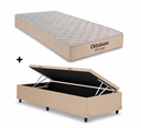Ver imagem 1 de Cama Box Baú Solteiro Bege Colchão Fit D45 Espuma 88x188 - Ortobom