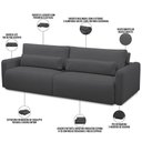Ver imagem 4 de Sofá Retrátil Reclinável para Sala de Estar Living 270cm Sevilha F04 Bouclê Grafite