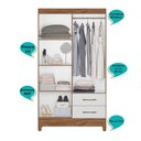 Ver imagem 2 de Guarda Roupa Solteiro 4 Portas 2 Gavetas Chile - Naturale / Branco Naturale / Branco