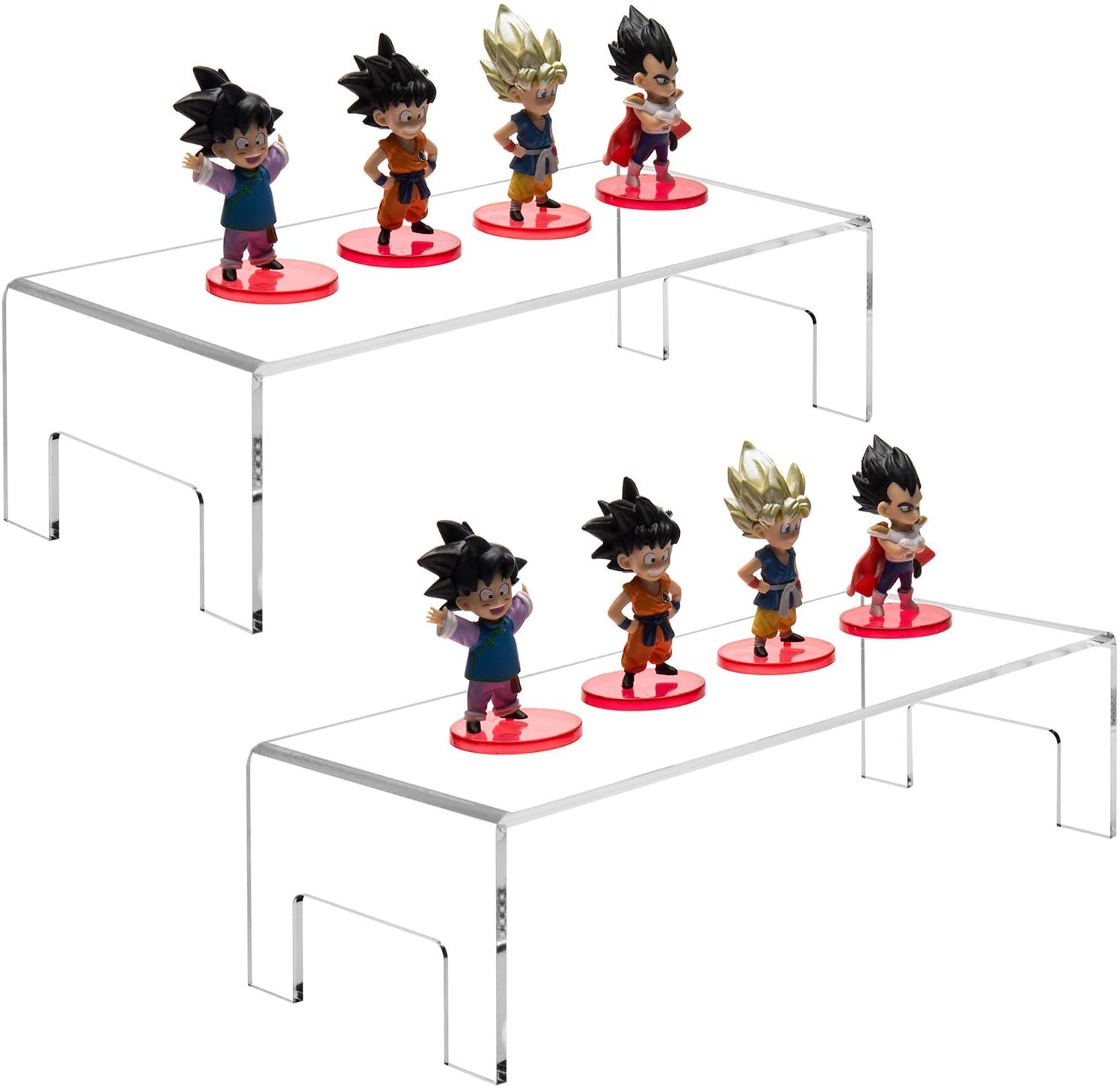 2 suportes expositor rack de acrílico transparente para figuras